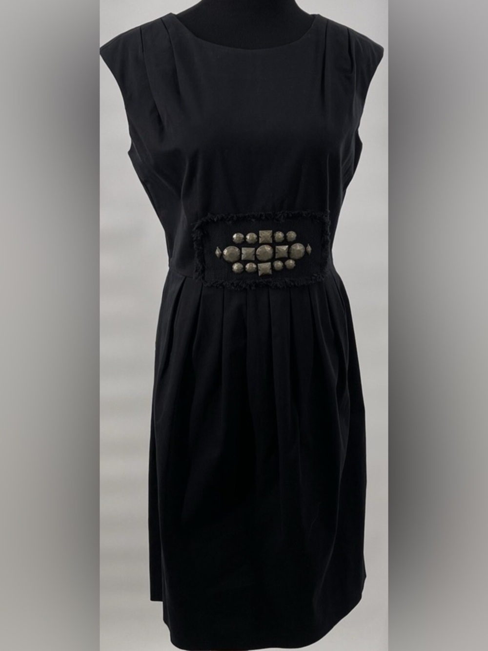 Simply Vera Vera Wang Black Midi Dress with Metallic Stud Waist Size 12